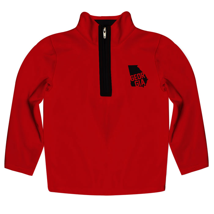 Georgia Red Long Sleeve Quarter Zip Pull Over