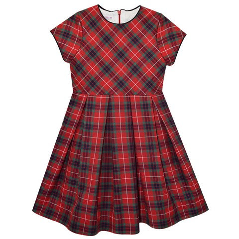 Fjs Red Plaid Pleated Dress Short Sleeve — Vive La Fête Fjs Red Plaid Pleated Dress Short Sleeve — Vive La Fête
