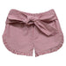 Red Check Seersucker Girls Ruffle Short with Bow