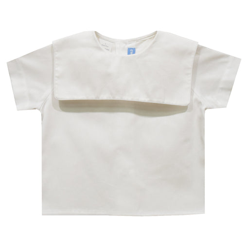 White Pique Short Sleeve SQ Collar Boys Shirt - Vive La Fête - Online Apparel Store