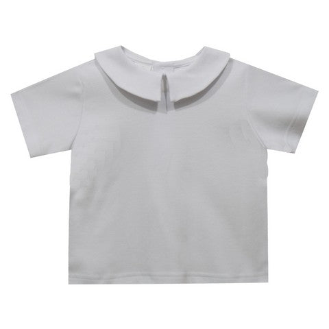 White Knit Short Sleeve Button Back Shirt