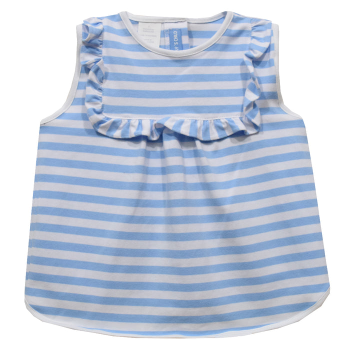Light Blue Striped Knit Sleeveless Girls Top - Vive La Fête - Online Apparel Store