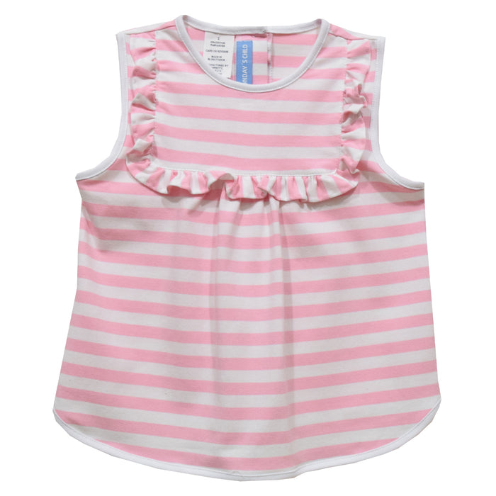 Light Pink Striped Knit Sleeveless Girls Top - Vive La Fête - Online Apparel Store