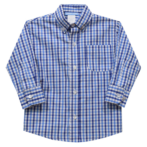 Blue Plaid Long Sleeve Button Down Shirt - Vive La Fête - Online Apparel Store