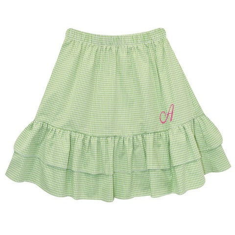 Green Check Seer Ruffle Skirt