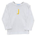 White Knit With Yellow Monogram Long Sleeve Boys Tee Shirt