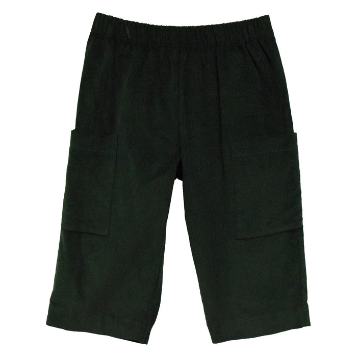 Hunter Green Corduroy Boys Cargo Pants