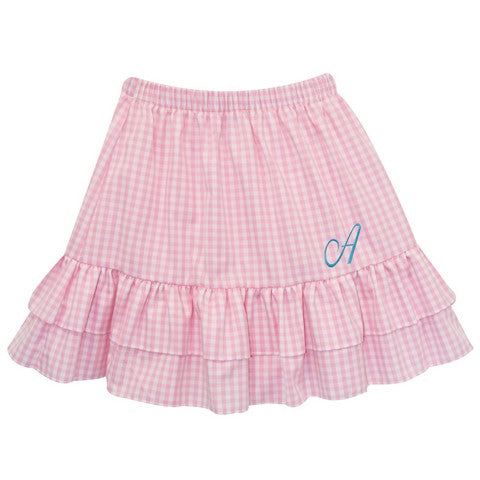 Pink Check Ruffle Skirt