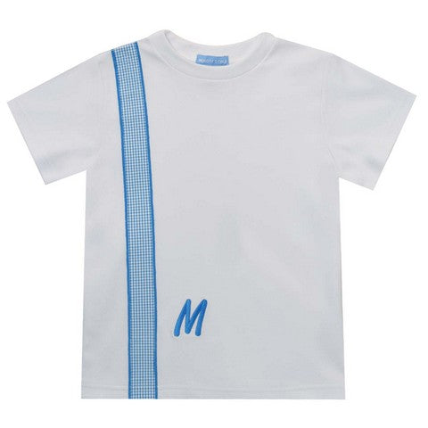 White Tee w Turquoise Monogram