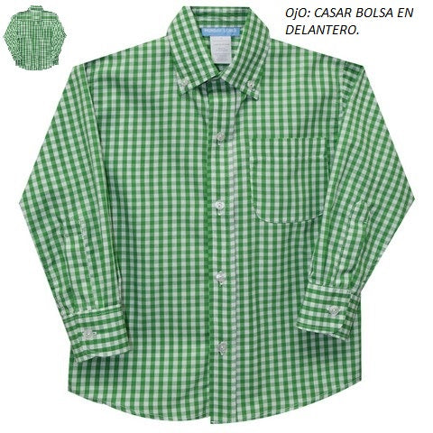 Green Medium Check Button Down Shirt Long Sleeve