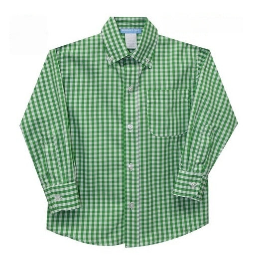 Green Medium Check Button Down Shirt Long Sleeve