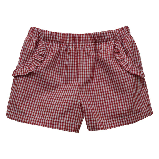 Red Check Girls Short With Ruffle Pockets - Vive La Fête - Online Apparel Store