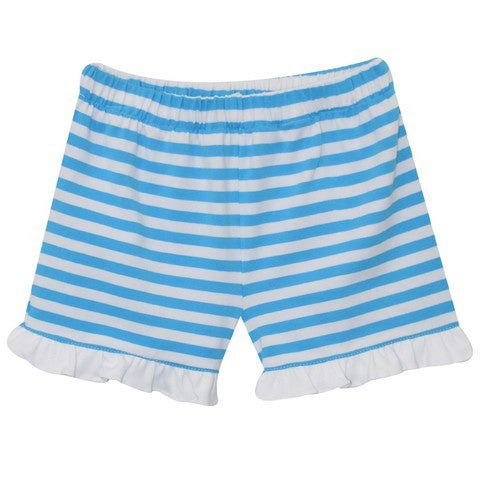 Turquoise and White Stripe Knit Girls Short