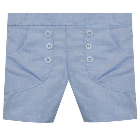 Light Blue Oxford Girls Short Front Pocket