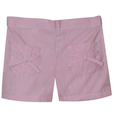 Pink Stripe Girls Short With Pockets