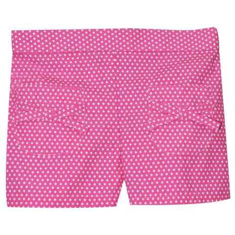 Pink With White Dots Girls Short With Pockets