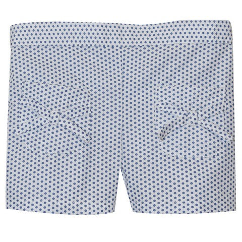 White With Blue Dots Girls Short With Pockets