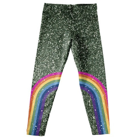Rainbow Green Glitter Leggings
