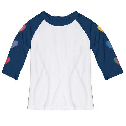 Hearts White And Navy Raglan Tee Shirt 3/4 Sleeve