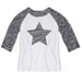 Star White And Gray Ranglan Tee Shirt 3/4 Sleeve