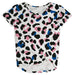 Animal Print White Short Sleeve Knot Top