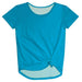 Aqua Solid Short Sleeve  Knot Top