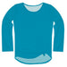 Aqua Solid Long Sleeve Knot Top