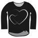 Hearts Black Long Sleeve Knot Top