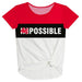 Possible White And Red Short Sleeve Knot Top