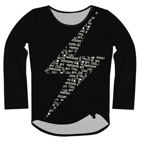 Thunder Black Long Sleeve Knot Top
