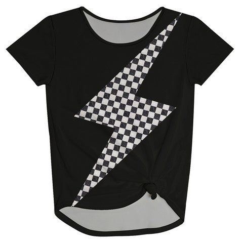 Thunder Black Short Sleeve Knot Top