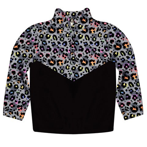 Animal Print Black And Gray Long Sleeve Quarter Zip