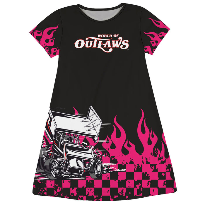 WOO Officially Licensed by Vive La Fete Flames Black & Hot Pink A-Line Dress - Vive La Fête - Online Apparel Store