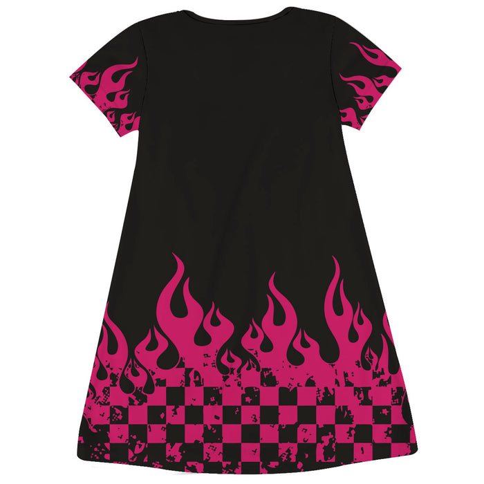 WOO Officially Licensed by Vive La Fete Flames Black & Hot Pink A-Line Dress - Vive La Fête - Online Apparel Store