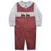 Christmas Trucks Smocked Red Windowpane Boys Overall And Long Sleeve Shirt