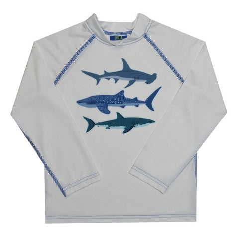 Sharks White Long Sleeve Rash Guard