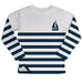 Sailboat White And Navy Stripes Fleece Sweatshirt With Side Vents