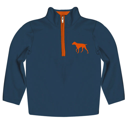 Dog Navy And Orange Fleece Long Sleeve Quarter Zip