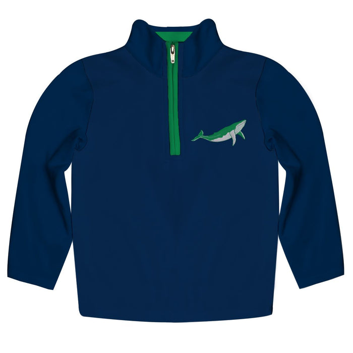 Whale Navy And Green Long Sleeve Quarter Zip