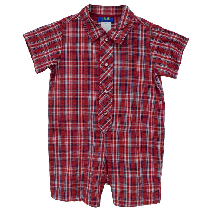 Red Plaid Boys Romper - Vive La Fête - Online Apparel Store