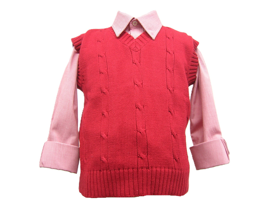 Cable Red Sweater Vest - Vive La Fête - Online Apparel Store
