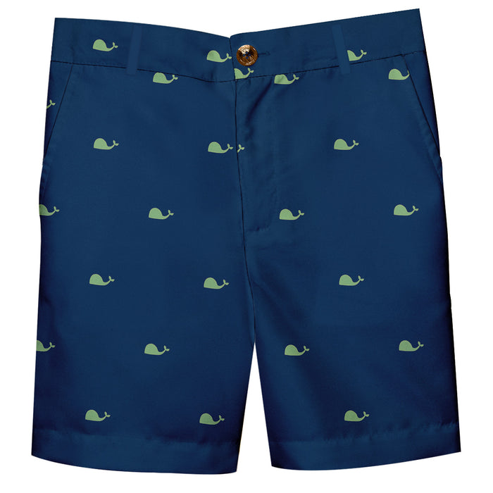 Whales Print Navy Structured Short
