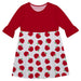 Apples Print Red And White Amy Dress Three Quarter Sleeve