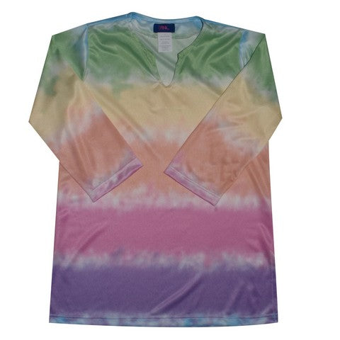 Tie Dye Rainbow Colors Three Quarter Sleeve Beach Cover Up