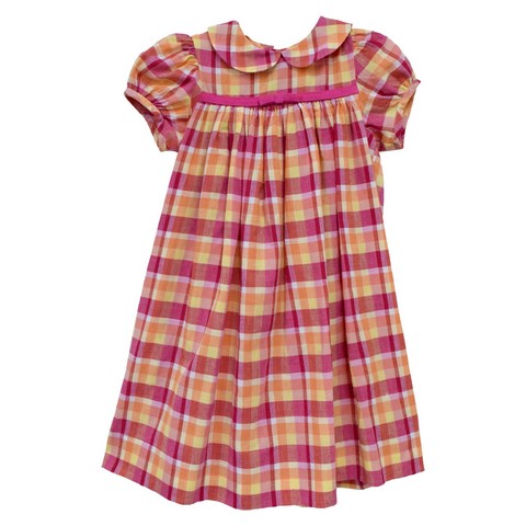 Pink and Orange Plaid Short Sleeve Float Dress
