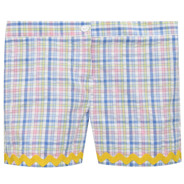 Blue and Pink Plaid Girls Short