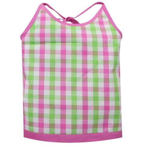 Pink and Green Check Halter Blouse
