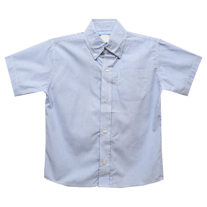 Lt Blue and White Stripe With Shamrock Button Down Shirt SS