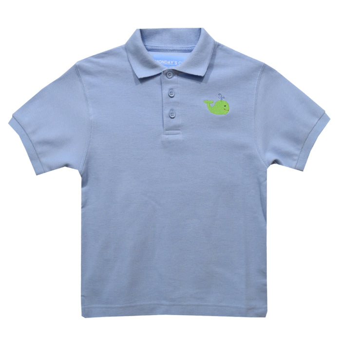Whale Embroidery Light Blue Short Sleeve Boys Polo Box Shirt - Vive La Fête - Online Apparel Store