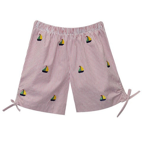 Sailboat Embroidery Girls Short